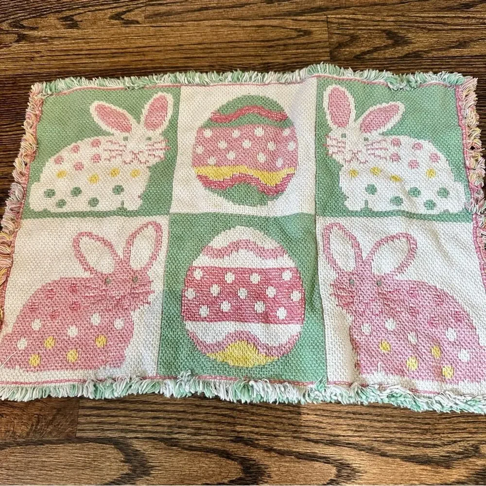 Vintage Easter Bunny Woven Placemats collectible - set of 2 placemats coquette